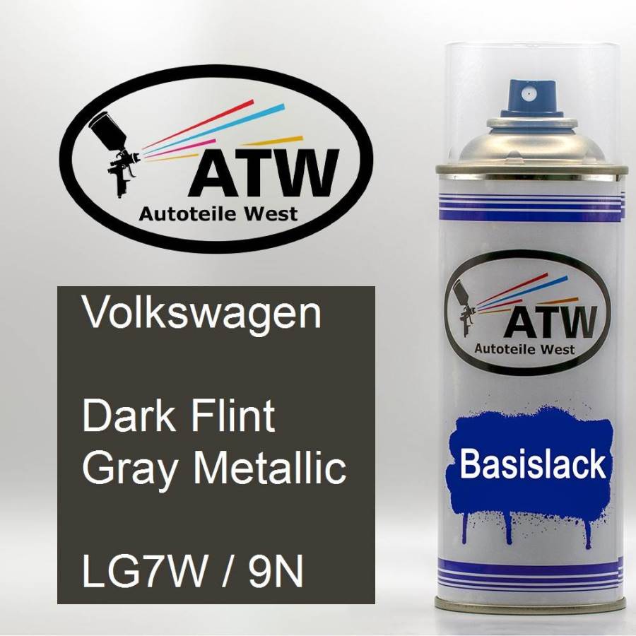 Volkswagen, Dark Flint Gray Metallic, LG7W / 9N: 400ml Sprühdose, von ATW Autoteile West.